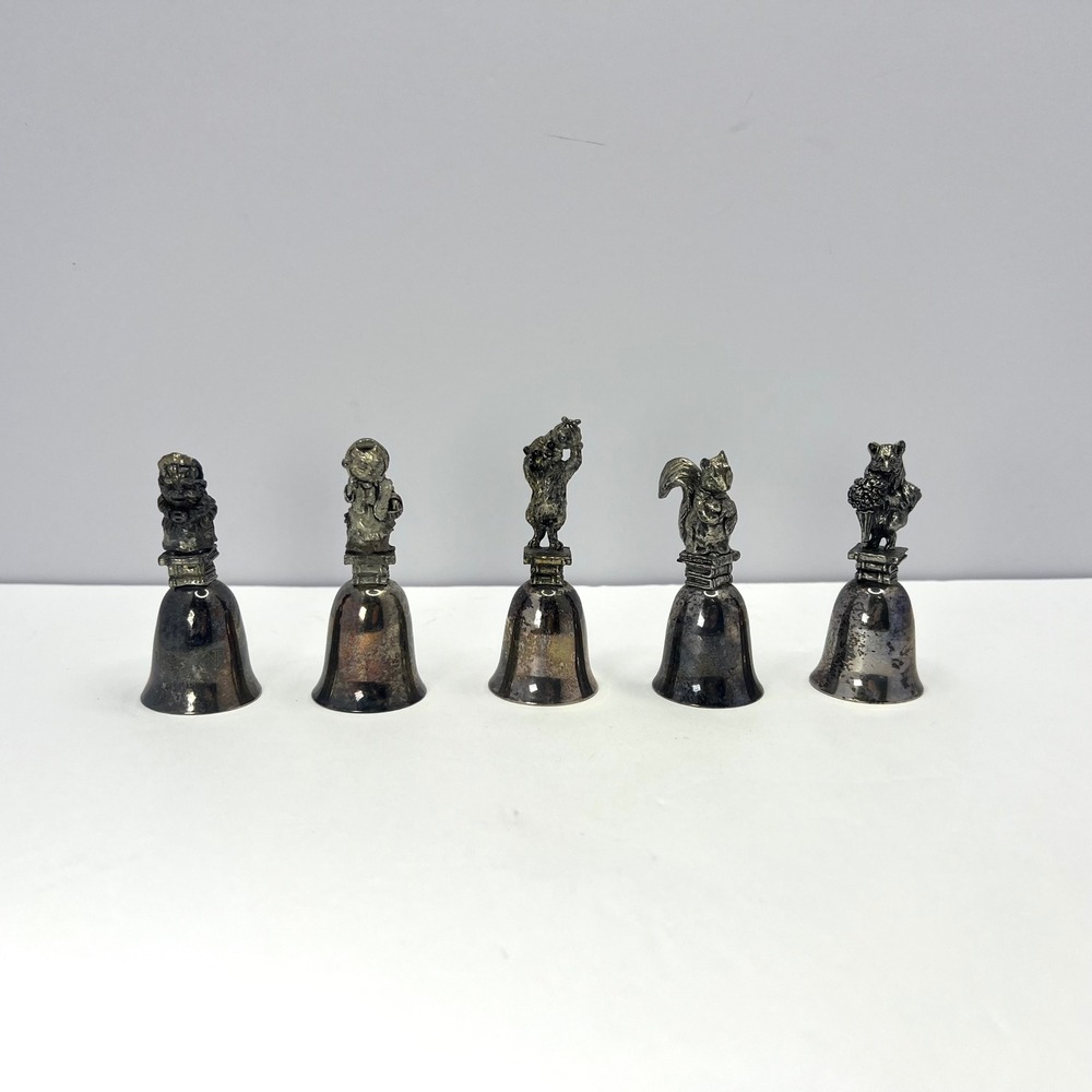 Beatrix Potter Silver Plated Bells Lot of 5 Vintage Childrens Book Characters